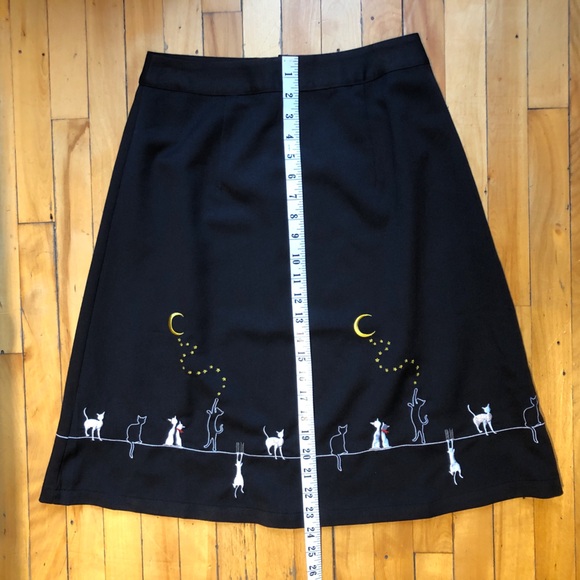 Small NWT Embroidered Cat Skirt Retro Dark Academia ModCloth lk Miss Patina - Picture 6 of 8